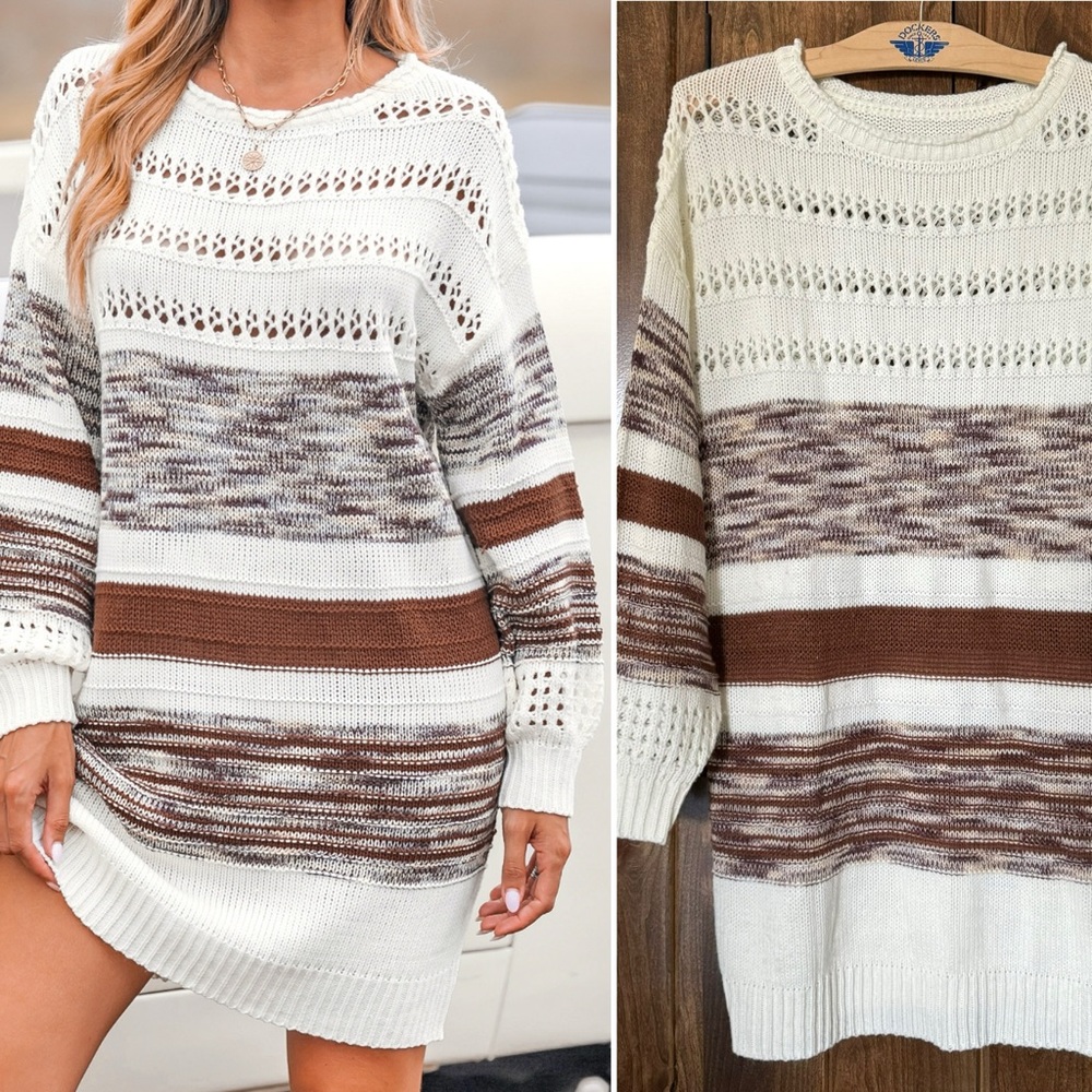 Cupshe Striped Cutout Mini Sweater Dress